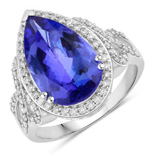 Load image into Gallery viewer, 5.78 Carat Genuine Tanzanite and White Diamond 14K White Gold Ring