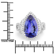Load image into Gallery viewer, 5.78 Carat Genuine Tanzanite and White Diamond 14K White Gold Ring