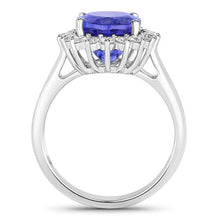 Load image into Gallery viewer, 5.92 Carat Genuine Tanzanite and White Diamond 14K White Gold Ring