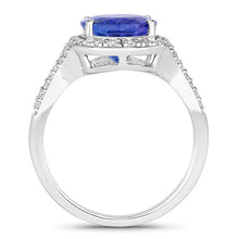 Load image into Gallery viewer, 4.12 Carat Genuine Tanzanite and White Diamond 14K White Gold Ring