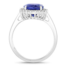 Load image into Gallery viewer, 3.95 Carat Genuine Tanzanite and White Diamond 14K White Gold Ring
