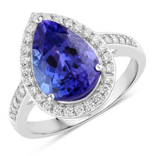 Load image into Gallery viewer, 4.46 Carat Genuine Tanzanite and White Diamond 14K White Gold Ring