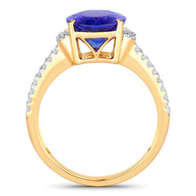 Load image into Gallery viewer, 4.20 Carat Genuine Tanzanite and White Diamond 14K Yellow Gold Ring