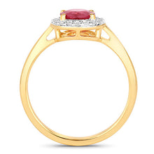 Load image into Gallery viewer, 1.12 Carat Genuine Ruby and White Diamond 14K Yellow Gold Ring