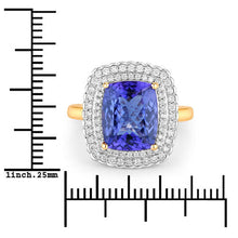 Load image into Gallery viewer, 4.84 Carat Genuine Tanzanite and White Diamond 14K Yellow Gold Ring