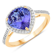 Load image into Gallery viewer, 2.49 Carat Genuine Tanzanite and White Diamond 14K Yellow Gold Ring