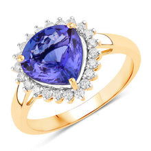 Load image into Gallery viewer, 2.68 Carat Genuine Tanzanite and White Diamond 14K Yellow Gold Ring