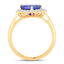 Load image into Gallery viewer, 2.68 Carat Genuine Tanzanite and White Diamond 14K Yellow Gold Ring