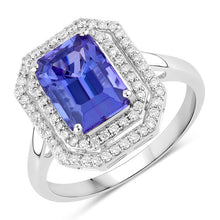 Load image into Gallery viewer, 3.32 Carat Genuine Tanzanite and White Diamond 14K White Gold Ring