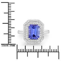 Load image into Gallery viewer, 3.32 Carat Genuine Tanzanite and White Diamond 14K White Gold Ring