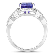 Load image into Gallery viewer, 4.08 Carat Genuine Tanzanite and White Diamond 14K White Gold Ring