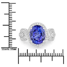 Load image into Gallery viewer, 4.54 Carat Genuine Tanzanite and White Diamond 14K White Gold Ring