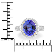 Load image into Gallery viewer, 4.02 Carat Genuine Tanzanite and White Diamond 14K Yellow Gold Ring