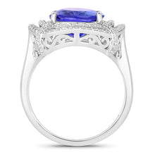 Load image into Gallery viewer, 5.17 Carat Genuine Tanzanite and White Diamond 14K White Gold Ring