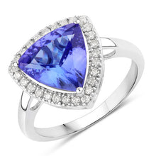 Load image into Gallery viewer, 3.23 Carat Genuine Tanzanite and White Diamond 14K White Gold Ring