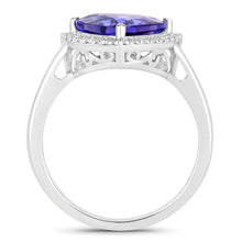 Load image into Gallery viewer, 3.23 Carat Genuine Tanzanite and White Diamond 14K White Gold Ring
