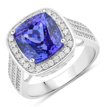 Load image into Gallery viewer, 5.59 Carat Genuine Tanzanite and White Diamond 14K White Gold Ring
