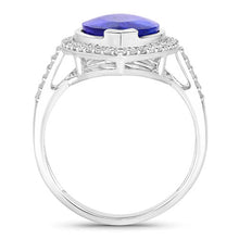 Load image into Gallery viewer, 5.57 Carat Genuine Tanzanite and White Diamond 14K White Gold Ring