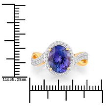 Load image into Gallery viewer, 2.79 Carat Genuine Tanzanite and White Diamond 14K Yellow Gold Ring