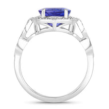Load image into Gallery viewer, 3.85 Carat Genuine Tanzanite and White Diamond 14K White Gold Ring