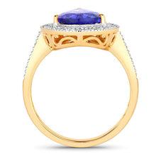 Load image into Gallery viewer, 3.37 Carat Genuine Tanzanite and White Diamond 14K Yellow Gold Ring
