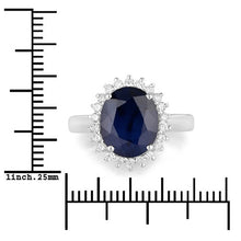 Load image into Gallery viewer, 4.63 Carat Genuine Blue Sapphire and White Diamond 14K White Gold Ring