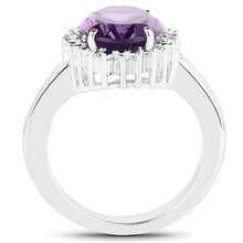 Load image into Gallery viewer, 4.99 Carat Genuine Amethyst and White Topaz .925 Sterling Silver Ring