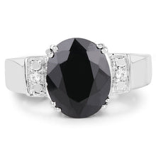 Load image into Gallery viewer, 5.29 Carat Genuine Black Sapphire and White Topaz .925 Sterling Silver Ring