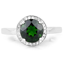 Load image into Gallery viewer, 1.92 Carat Genuine Chrome Diopside and White Topaz .925 Sterling Silver Ring