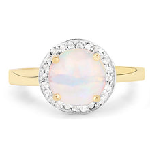 Load image into Gallery viewer, 0.95 Carat Genuine Ethiopian Opal and White Topaz .925 Sterling Silver Ring