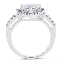Load image into Gallery viewer, 1.41 Carat Genuine Aquamarine & Tanzanite .925 Sterling Silver Ring