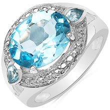 Load image into Gallery viewer, 5.51 Carat Genuine Blue Topaz .925 Sterling Silver Ring