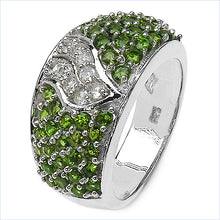 Load image into Gallery viewer, 2.44 Carat Genuine Chrome Diopside & White Topaz .925 Sterling Silver Ring