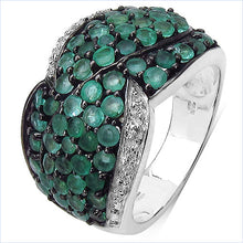 Load image into Gallery viewer, 2.28 Carat Genuine Emerald & White Topaz .925 Sterling Silver Ring