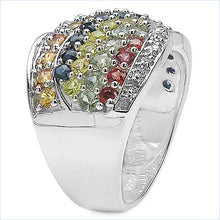 Load image into Gallery viewer, 3.07 Carat Genuine Multi Sapphire .925 Sterling Silver Ring