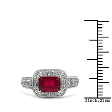 Load image into Gallery viewer, 1.52 Carat Glass Filled Ruby and White Topaz .925 Sterling Silver Ring