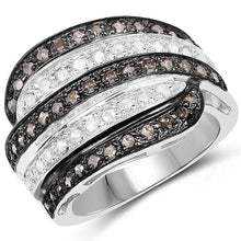 Load image into Gallery viewer, 0.80 Carat Genuine Brown Diamond and White Diamond .925 Sterling Silver Ring