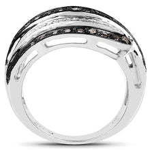 Load image into Gallery viewer, 0.80 Carat Genuine Brown Diamond and White Diamond .925 Sterling Silver Ring