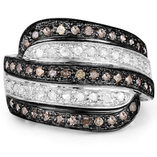 Load image into Gallery viewer, 0.80 Carat Genuine Brown Diamond and White Diamond .925 Sterling Silver Ring