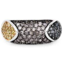 Load image into Gallery viewer, 0.95 Carat Genuine Blue Diamond, Champagne Diamond & Yellow Diamond .925 Sterling Silver Ring