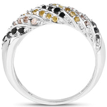 Load image into Gallery viewer, 0.63 Carat Genuine Champagne Diamond, Yellow Diamond & Black Diamond .925 Sterling Silver Ring