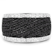 Load image into Gallery viewer, 0.79 Carat Genuine Black Diamond and White Diamond .925 Sterling Silver Ring