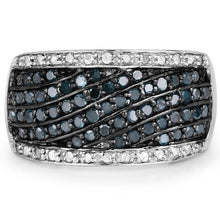 Load image into Gallery viewer, 0.80 Carat Genuine Blue Diamond and White Diamond .925 Sterling Silver Ring