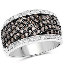 Load image into Gallery viewer, 0.87 Carat Genuine Champagne Diamond and White Diamond .925 Sterling Silver Ring