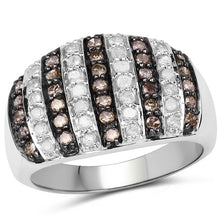 Load image into Gallery viewer, 0.83 Carat Genuine Champagne Diamond and White Diamond .925 Sterling Silver Ring