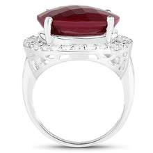 Load image into Gallery viewer, 13.10 Carat Dyed Ruby and White Topaz .925 Sterling Silver Ring