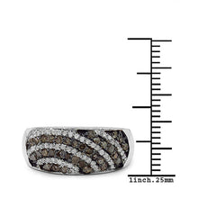 Load image into Gallery viewer, 0.64 Carat Genuine Champagne Diamond & White Diamond .925 Sterling Silver Ring