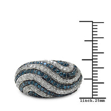 Load image into Gallery viewer, 1.34 Carat Genuine Blue Diamond & White Diamond .925 Sterling Silver Ring