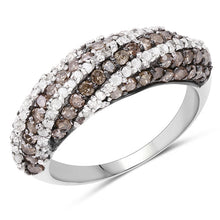 Load image into Gallery viewer, 1.25 Carat Genuine Champagne Diamond & White Diamond .925 Sterling Silver Ring