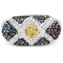 Load image into Gallery viewer, 0.61 Carat Genuine Multi Diamond .925 Sterling Silver Ring